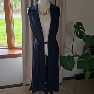Nine west sleeveless belted duster